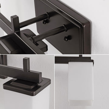 Caia 22.38" 3-Light Modern Contemporary Vanity Light with Frosted Glass Shades and Bathroom Hardware Accessory Set - JONATHAN Y
